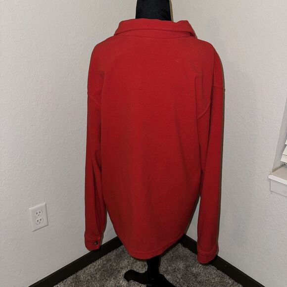 Gap Shacket Large Red Fleece Lined Long Sleeve Collared Pocket Button Front - Picture 2 of 8